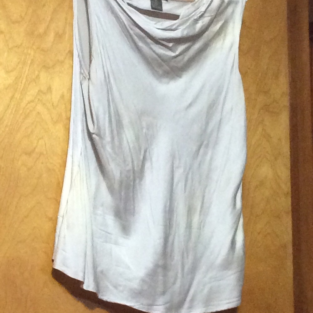 Silver Silk Drape Neck Sleeveless Top
